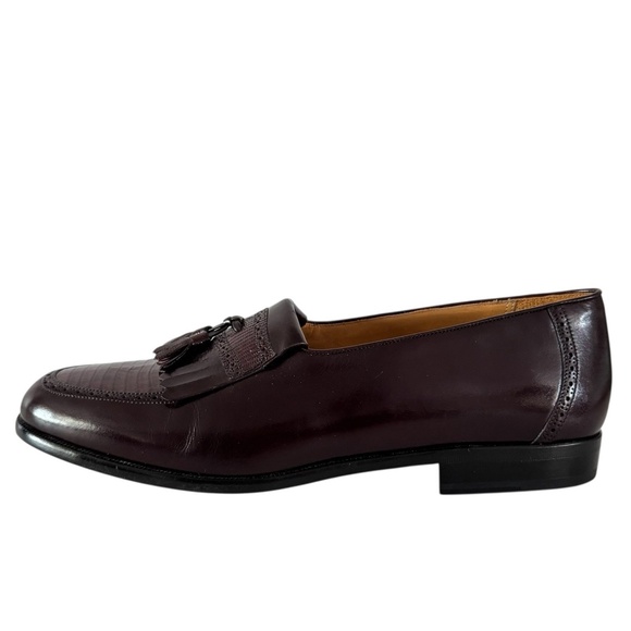 Mezlan Riva Loafers Men\'s Size 8 Burgundy Genuine Lizard Leather Kiltie Shoes main image 10